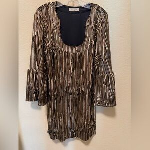 Soprano Black and Gold Striped Blouse